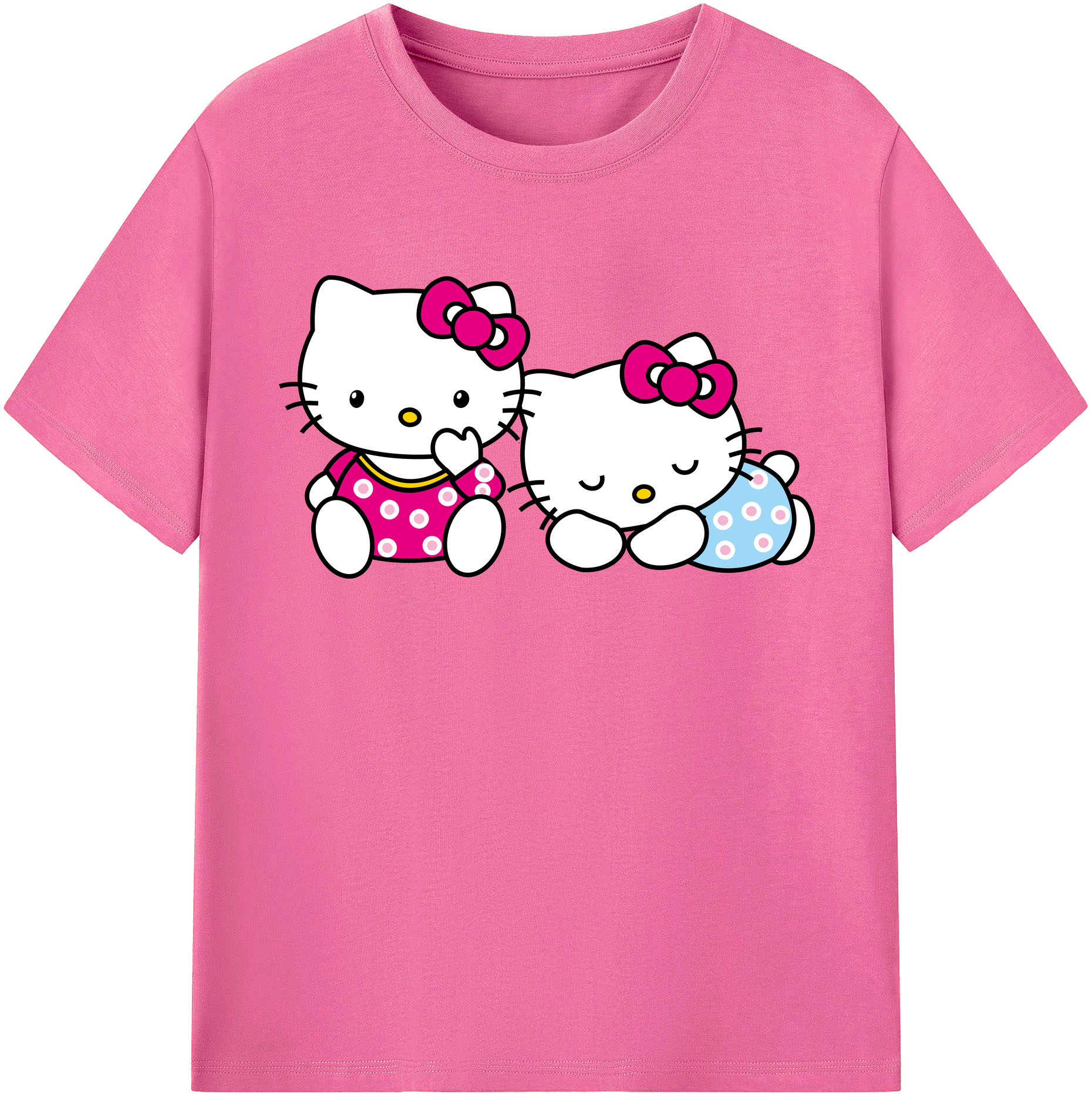 （画像用） Hello Kitty ハローキティ レディースカジュアルプリントTシャツ（綿100％）